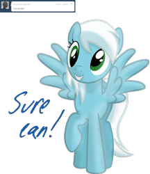 Size: 1280x1483 | Tagged: safe, artist:ask-fleetfoot, fleetfoot, pegasus, pony, g4, ask-fleetfoot, blue coat, blue mane, blue tail, derp, female, green eyes, mare, show accurate, simple background, solo, tail, transparent background, two toned mane, white mane, white tail, wings