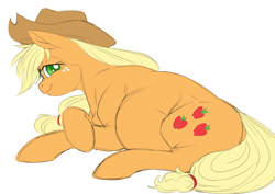 Size: 4093x2894 | Tagged: safe, artist:snspony, applejack, earth pony, pony, g4, applejack's hat, cowboy hat, cute, female, freckles, hat, looking at you, mare, preggo jack, pregnant, simple background, smiling, solo, white background