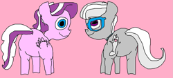 Size: 1409x638 | Tagged: safe, artist:coltfan97, diamond tiara, silver spoon, earth pony, pony, g4, 1000 hours in ms paint, butt, duo, female, filly, pink background, plot, plot pair, simple background