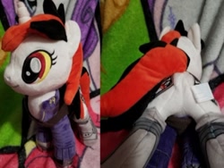 Size: 428x321 | Tagged: safe, artist:furrysale, artist:planetplush, oc, oc:blackjack, pony, unicorn, fallout equestria, fallout equestria: project horizons, butt, colored sclera, commission, fanfic art, featureless crotch, female, irl, mare, outfit, photo, plot, ych example, yellow sclera, your character here