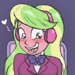 Size: 274x274 | Tagged: safe, artist:caroo, lemon zest, equestria girls, g4, blushing, crop of a crop, cropped, cute, floating heart, heart, looking at you, open mouth, smiling, solo, zestabetes