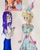 Size: 533x661 | Tagged: safe, artist:lunaart, screencap, applejack, rarity, earth pony, human, pony, unicorn, g4, look before you sleep, my little pony: friendship is magic, alternative cutie mark placement, angry, applejack also dresses in style, applejack is not amused, clothes, cutie mark, cutie mark on human, dress, duo, eyelashes, eyeshadow, female, froufrou glittery lacy outfit, golden oaks library, horn, horned humanization, humanized, makeup, mare, princess applejack, puffy sleeves, scene interpretation, screencap reference, shoulder cutie mark, smiling, unamused, wet, wet hair, wet hairity, wet mane, wet mane rarity