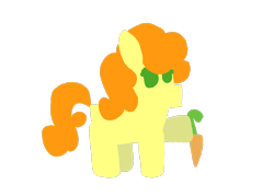 Size: 1200x857 | Tagged: safe, artist:switcharoo, carrot top, golden harvest, pony, g4, carrot, female, food, hoof hold, lineless, mare, simple background, smol, smol pony, solo, transparent background