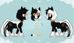 Size: 1280x745 | Tagged: safe, artist:foxhatart, oc, oc only, oc:ebony cloud, earth pony, pony, female, mare, reference sheet, solo