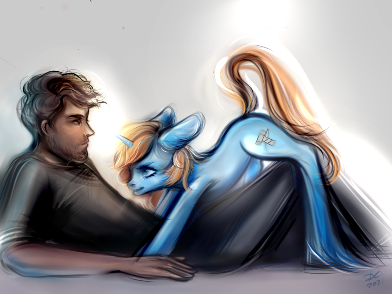 safe, artist:yourdarya, oc, oc:skydreams, human, <b>pony</b>, unicorn, commission,...