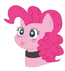 Size: 1311x1437 | Tagged: safe, artist:pinkiepone, derpibooru exclusive, pinkie pie, earth pony, pony, g4, blushing, bust, collar, female, heart eyes, mare, portrait, simple background, solo, tongue out, transparent background, wingding eyes