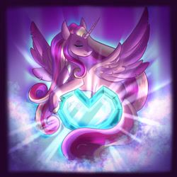 Size: 1024x1024 | Tagged: safe, artist:milqueandtoast, princess cadance, alicorn, pony, g4, crystal heart, female, mare, solo, speedpaint available, spread wings, wings