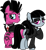Size: 1377x1512 | Tagged: safe, artist:lightningbolt, oc, oc only, oc:goth lass, oc:punk dude, earth pony, pony, 2021 community collab, derpibooru community collaboration, g4, .svg available, bags under eyes, bridge piercing, choker, clothes, duo, dyed mane, dyed tail, ear piercing, earring, eyebrow piercing, eyeliner, eyeshadow, female, frown, goth, jewelry, lidded eyes, lip piercing, looking at you, makeup, male, mare, married couple, nose piercing, piercing, punk, raised hoof, safety pin, shirt, show accurate, skirt, smiling, snake bites, stallion, svg, tail band, tattoo, undershirt, vector, vest, wristband
