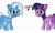 Size: 1618x980 | Tagged: safe, artist:tjpones edits, edit, trixie, twilight sparkle, pony, unicorn, g4, female, lesbian, missing cutie mark, oh boy, ship:twixie, shipping, simple background, text, unicorn twilight