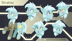 Size: 1920x1080 | Tagged: safe, artist:willoillo, oc, oc only, earth pony, pony, art, commission, earth pony oc, emotes, illustration, reference sheet, starchart stratos, stratos