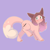 Size: 1300x1300 | Tagged: safe, artist:sinamuna, oc, oc only, oc:cinnamon fawn, chinchilla, hybrid, pony, big ears, blushing, brown hair, cutie mark, fluffy hair, fluffy mane, fluffy tail, green eyes, hazel eyes, long hair, pink hair, pink hooves, purple background, simple background, smiling, solo, tail