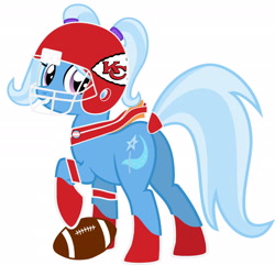 Size: 2310x2231 | Tagged: safe, artist:macdaddyzak, artist:melisareb, artist:ryan1942, artist:the smiling pony, edit, editor:miss connie, trixie, pony, unicorn, g4, american football, butt, button, clothes, coat markings, female, helmet, high res, hoofband, kansas city, kansas city chiefs, mare, nfl, nfl playoffs, pigtails, plot, pride, pride flag, scarf, simple background, smiling, socks (coat markings), solo, sports, super bowl, super bowl lv, the great and powerful ass, trans female, trans trixie, transgender, transgender pride flag, white background
