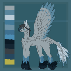 Size: 2812x2785 | Tagged: safe, artist:amcirken, oc, oc only, oc:mountain breeze, pegasus, pony, colored wings, colored wingtips, feathered fetlocks, feathered tail, high res, male, reference sheet, solo, stallion