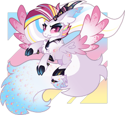 Size: 1819x1679 | Tagged: safe, artist:blizzard-queen, oc, oc only, oc:blizzard queen, pegasus, pony, cloven hooves, female, horns, mare, solo