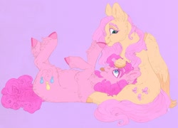 Size: 1280x921 | Tagged: safe, artist:skior, fluttershy, pinkie pie, earth pony, pegasus, pony, g4, boop, female, heart eyes, lesbian, ship:flutterpie, shipping, tongue out, wingding eyes