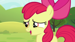 Size: 1920x1080 | Tagged: safe, screencap, apple bloom, earth pony, pony, brotherhooves social, g4, bow, female, filly, solo