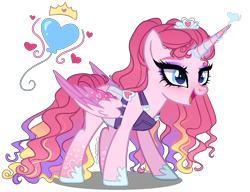 Size: 1300x1000 | Tagged: safe, artist:gihhbloonde, oc, oc only, alicorn, pony, apron, base used, clothes, female, magical lesbian spawn, mare, offspring, parent:pinkie pie, parent:princess cadance, simple background, solo, transparent background