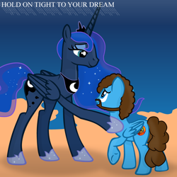 Size: 2000x2000 | Tagged: safe, artist:grapefruitface1, princess luna, oc, oc:electric light (jeff lynne pony), alicorn, pegasus, pony, g4, anatomically incorrect, base used, comforting, dream, dream walker luna, electric light orchestra, elo, equestria light orchestra, female, high res, hold on tight, incorrect leg anatomy, jeff lynne, male, mare, music, musician, parody, remake, science fiction, show accurate, song reference, stallion, time travel