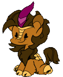 Size: 247x300 | Tagged: safe, artist:jennithedragon, oc, oc only, oc:earthen spark, kirin, animated, cloven hooves, dot eyes, gif, kirin oc, lowres, simple background, sitting, solo, transparent background, underhoof