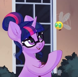 Size: 1884x1864 | Tagged: safe, artist:taneysha, sci-twi, twilight sparkle, parasprite, pony, unicorn, equestria girls, g4, book, crossover, cute, equestria girls ponified, female, glasses, is this a pigeon, mare, meme, ponified meme, sci-twiabetes, solo, this will not end well, twiabetes, unicorn sci-twi