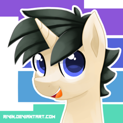 Size: 1000x1000 | Tagged: safe, artist:rivin177, oc, oc only, pony, unicorn, abstract background, black hair, blue eyes, commission, old art, shade