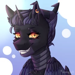 Size: 1000x1000 | Tagged: safe, artist:malarunych, oc, oc only, alicorn, pony, alicorn oc, bust, horn, solo, wings