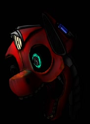 Size: 561x766 | Tagged: safe, artist:kage, derpibooru exclusive, oc, oc only, oc:arctus, pony, robot, fallout equestria, black background, bust, portrait, simple background, solo