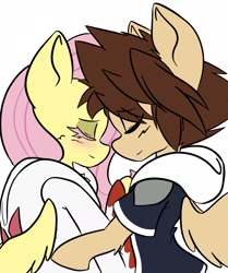 Size: 1536x1833 | Tagged: safe, artist:steelsoul, fluttershy, pegasus, pony, fanfic:kingdom hearts of harmony, g4, colored eyelashes, crossover, crossover shipping, disney, fanfic art, kingdom hearts, kingdom hearts of harmony, ponified, shipping, simple background, sora, sorashy, video game