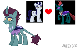 Size: 1949x1196 | Tagged: safe, artist:mikeyboo, moonlight raven, pharynx, oc, changedling, changeling, changepony, hybrid, pony, unicorn, g4, base used, crack ship offspring, crack shipping, generator, interspecies offspring, offspring, parent:moonlight raven, parent:pharynx, parents:ravenpharynx, prince pharynx, ship:ravenpharynx, shipping