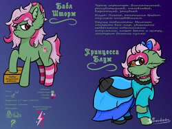 Size: 2000x1500 | Tagged: safe, artist:spiroudada, editor:jackiepie, oc, oc:bubble storm, pony, choker, clothes, crossdressing, cute, cyrillic, dress, male, reference sheet, russian, stallion, translation