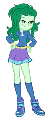 Size: 1376x3284 | Tagged: safe, artist:gmaplay, wallflower blush, equestria girls, g4, boots, clothes swap, implied trixie, shoes, simple background, smiling, smirk, smug, solo, transparent background, trixie's ankle boots