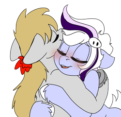 Size: 2243x2160 | Tagged: safe, artist:brainiac, part of a set, oc, oc:gray star, oc:whiskey lullaby, cat, cat pony, original species, cute, female, high res, hug, mare, simple background, transparent background