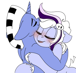 Size: 2243x2160 | Tagged: safe, artist:brainiac, part of a set, oc, oc:piano mane, oc:whiskey lullaby, cat, cat pony, original species, cute, female, high res, hug, mare, simple background, transparent background