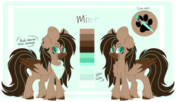 Size: 2472x1447 | Tagged: safe, artist:mintoria, oc, oc only, oc:mint, pegasus, pony, female, mare, reference sheet, solo, two toned wings, wings