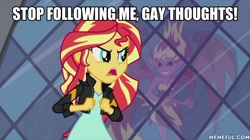 Size: 600x337 | Tagged: safe, edit, edited screencap, screencap, sunset shimmer, equestria girls, g4, my past is not today, caption, image macro, sunset satan, text