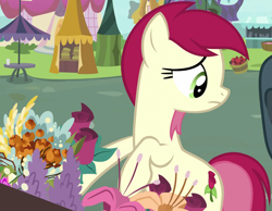 Size: 1894x1467 | Tagged: safe, screencap, roseluck, earth pony, pony, g4, it isn't the mane thing about you, cropped, female, flower, mare, solo