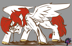 Size: 3397x2160 | Tagged: safe, artist:brainiac, derpibooru exclusive, oc, oc only, oc:hunters moon, pegasus, pony, blood, female, high res, mare, mud, solo, warm up doodle