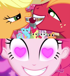 Size: 852x936 | Tagged: safe, edit, edited screencap, screencap, apple bloom, applejack, big macintosh, cup cake, pinkie pie, scootaloo, sweetie belle, coinky-dink world, equestria girls, g4, hearts and hooves day (episode), my little pony equestria girls: summertime shorts, applecest, cutie mark crusaders, female, incest, male, meme, pinkie's eyes, ship:applemac, shipping, straight