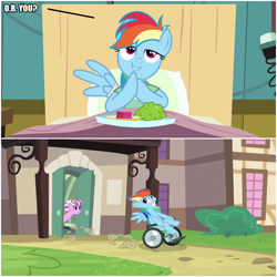 Size: 1000x1000 | Tagged: safe, artist:thor-disciple, rainbow dash, pegasus, pony, g4, read it and weep, hospital, joke, movie reference, nurse, rushmore, wheelchair
