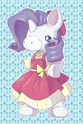 Size: 2758x4096 | Tagged: safe, artist:cutepencilcase, rarity, original species, plush pony, g1, g4, beret, bipedal, clothes, cute, doll, dress, g4 to g1, g4 to takara, generation leap, hat, plushie, raribetes, solo, takara pony, toy