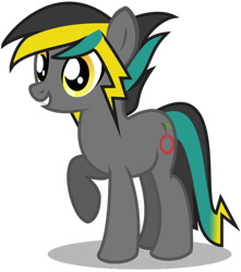 Size: 566x641 | Tagged: safe, artist:amgiwolf, oc, oc only, earth pony, pony, earth pony oc, grin, raised hoof, simple background, smiling, transparent background