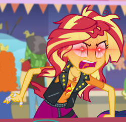 Size: 878x847 | Tagged: safe, edit, edited screencap, screencap, sunset shimmer, equestria girls, equestria girls series, g4, rollercoaster of friendship, angry, furious, glowing eyes meme, rage, rageset shimmer, red eyes, that pony sure have anger issues