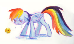 Size: 2560x1527 | Tagged: safe, artist:lunnita_pony, rainbow dash, pegasus, pony, g4, crying, sketch, solo