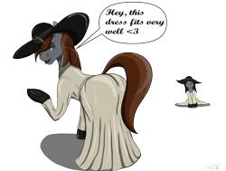 Size: 2469x1863 | Tagged: safe, artist:mixdaponies, oc, oc:guiti serenade, oc:luna farrowe, bat pony, pony, unicorn, bat pony oc, bat wings, bootylicious, clothes, cosplay, costume, horn, lady dimitrescu, re8 tall vampire lady, resident evil, resident evil 8, unicorn oc, wings