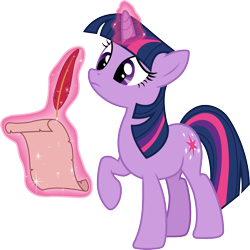 Size: 3001x3000 | Tagged: safe, artist:cloudy glow, twilight sparkle, pony, unicorn, g4, the super speedy cider squeezy 6000, confused, female, glowing horn, high res, horn, magic, magic aura, scroll, simple background, solo, transparent background, unicorn twilight, vector