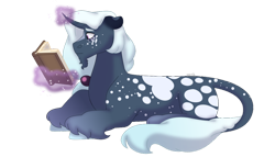 Size: 1280x732 | Tagged: safe, artist:itstechtock, oc, oc only, pony, unicorn, book, lying down, magic, male, prone, simple background, solo, stallion, transparent background