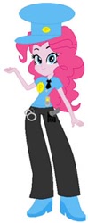 Size: 121x306 | Tagged: safe, artist:hubfanlover678, pinkie pie, human, equestria girls, g4, badge, cuffs, eqg promo pose set, hat, necktie, picture for breezies, police officer, simple background, solo