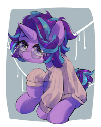 Size: 3000x3748 | Tagged: safe, artist:lexiedraw, starlight glimmer, pony, unicorn, g4, alternate hairstyle, clothes, cute, glasses, glimmerbetes, high res, round glasses, solo, sweater