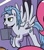 Size: 338x388 | Tagged: safe, artist:pencils, idw, pinkie pie, oc, oc:sky shatter, earth pony, pegasus, pony, g4, season 10, spoiler:comic, spoiler:comic94, cropped, female, flying, lidded eyes, male, mouth hold, sock, suitcase, wings