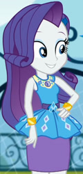 Size: 978x2045 | Tagged: safe, screencap, rarity, equestria girls, g4, my little pony equestria girls: better together, sock it to me, sock it to me: rarity, canterlot high, clothes, cropped, cute, diamond, dress, female, geode of shielding, gold, hand on hip, jewelry, legs, magical geodes, makeup, necklace, outdoors, pencil skirt, raribetes, rarity peplum dress, skirt, sleeveless, smiling, soccer field, waistband, wrist cuffs